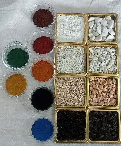 different colored terazzo square and round tiles